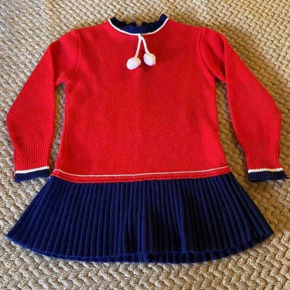 VTG St Michael Orion Girls Red Blue Dress Size 4 - Picture 1 of 6